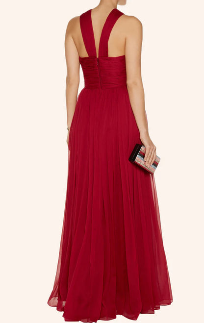 OKBBN backless chiffon long minimalist ball gown