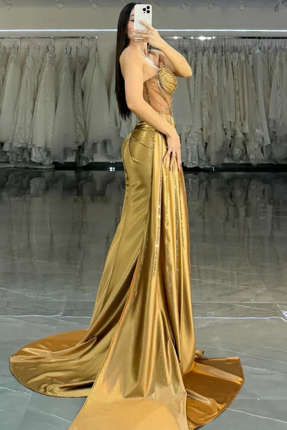 OKBBN tight off shoulder sleeveless beaded pleated ball gown