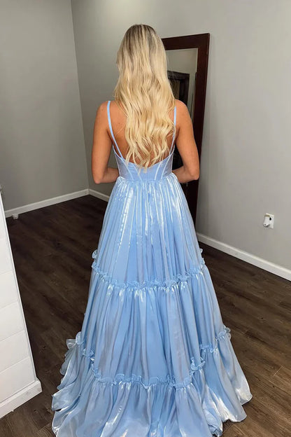 OKBBN Cute A-line V-neck Organza Satin Ball Dress