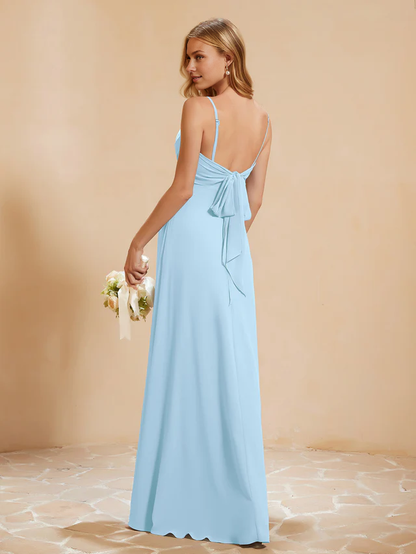 OKBBN Sweetheart pleated slit slim shoulder bridesmaid dress