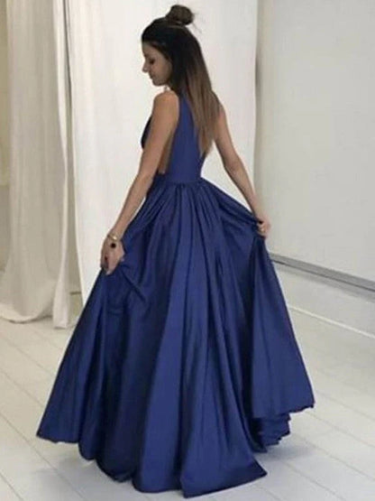 OKBBN A-line Elegant V-neck Sleeveless and Ground Dance Dress