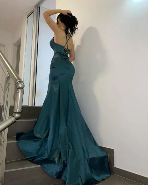 OKBBN Simple V-neck Long Mermaid Ball Dress