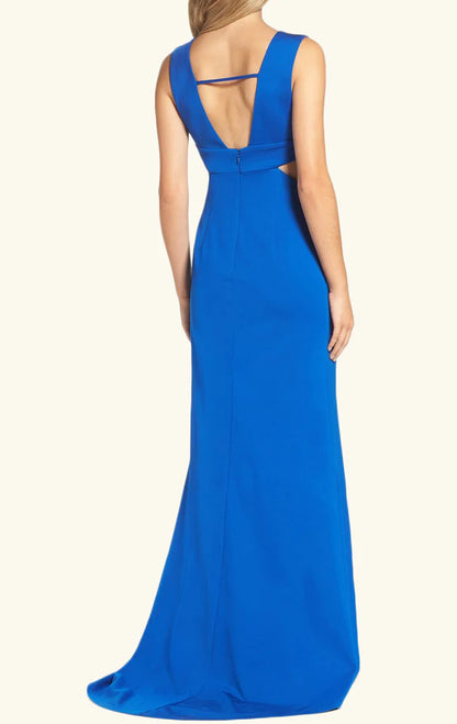 OKBBN Elegant Strap V-neck Tight Knitted Long Ball Dress