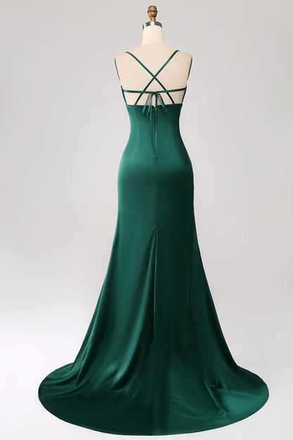 OKBBN Elegant Mermaid Strap Satin Ball Dress