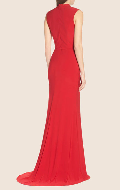 OKBBN High Neck Knitted Long Split Ball Dress