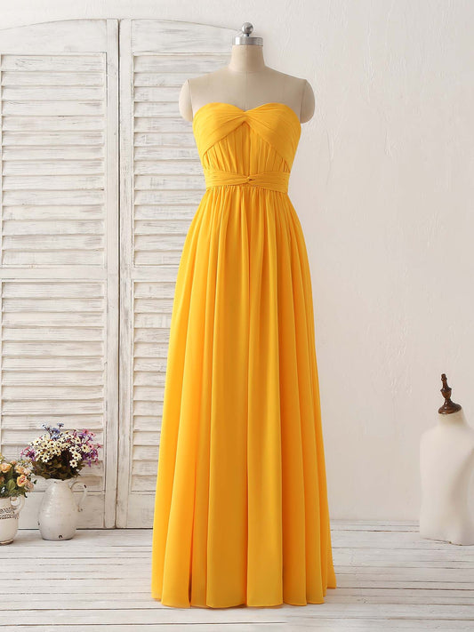 Chiffon Yellow Long Prom Dress Simple Bridesmaid Dress