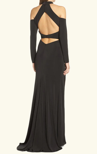 OKBBN Elegant Long Sleeve Knitted Off Shoulder Ball Dress