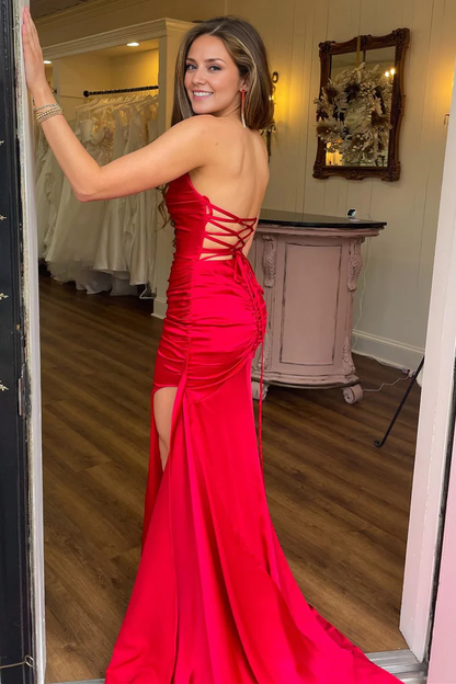 OKBBN charming mermaid off shoulder slit long ball dress