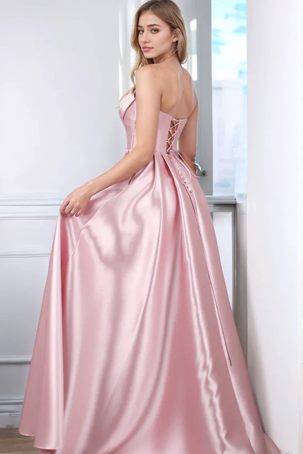 OKBBN Sweet A-line Ship Neck Sleeveless Folded Ball Dress