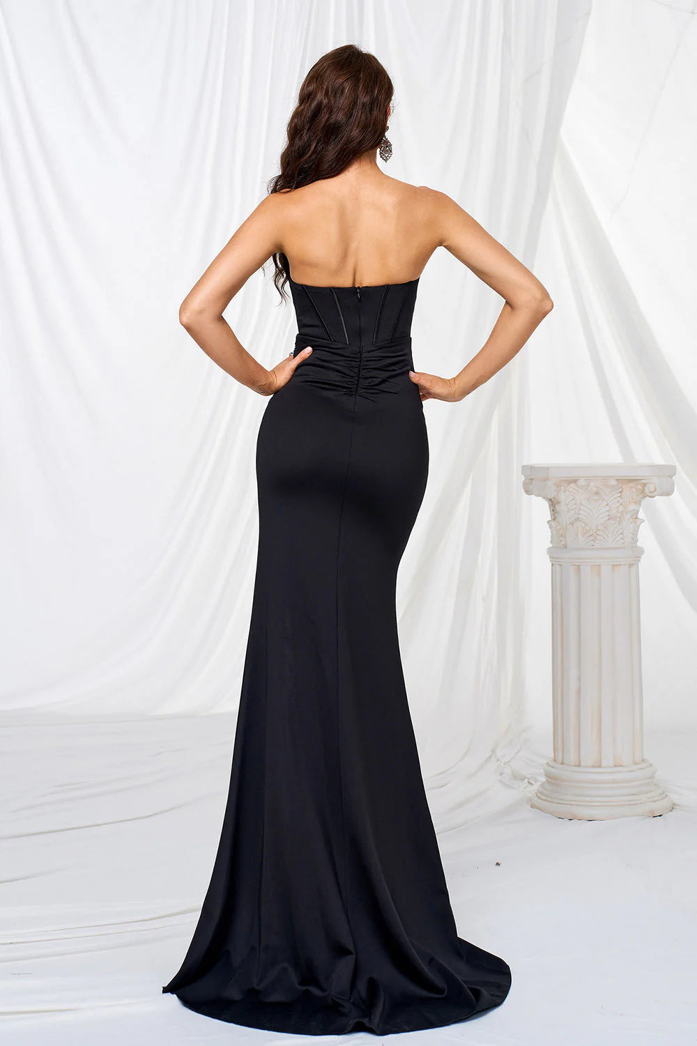 OKBBN mermaid off shoulder tight corset slit evening gown