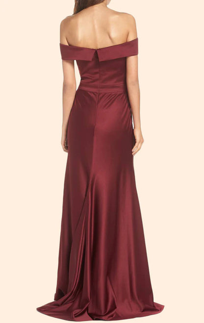 OKBBN Tight Off Shoulder Long Satin Formal Ball Dress