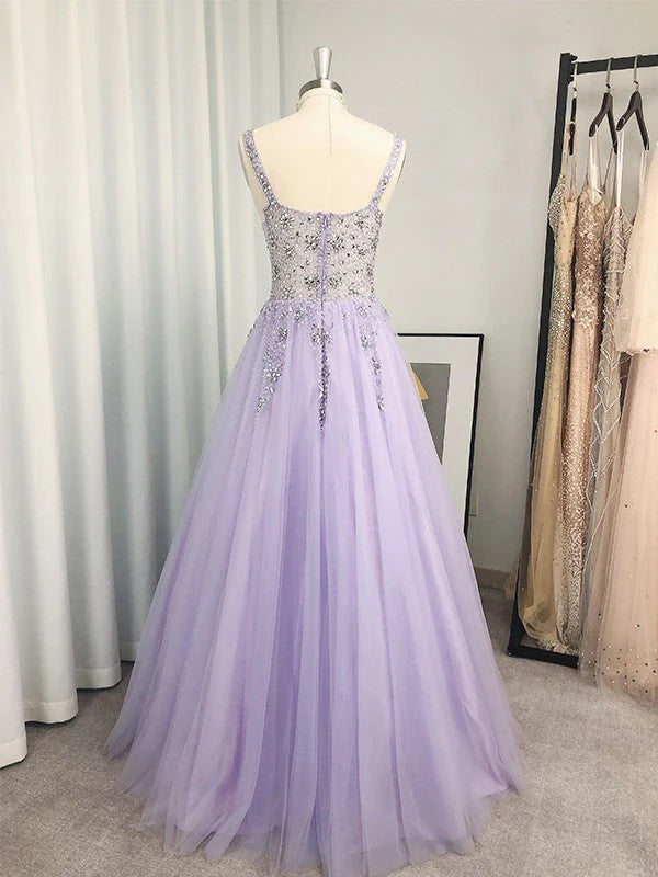 OKBBN A-line elegant chiffon bead V-neck sleeveless and floor dance dress
