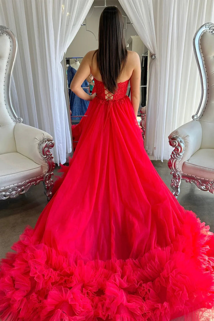 OKBBN Cute Off Shoulder Sleeveless Tulle Ball Dress