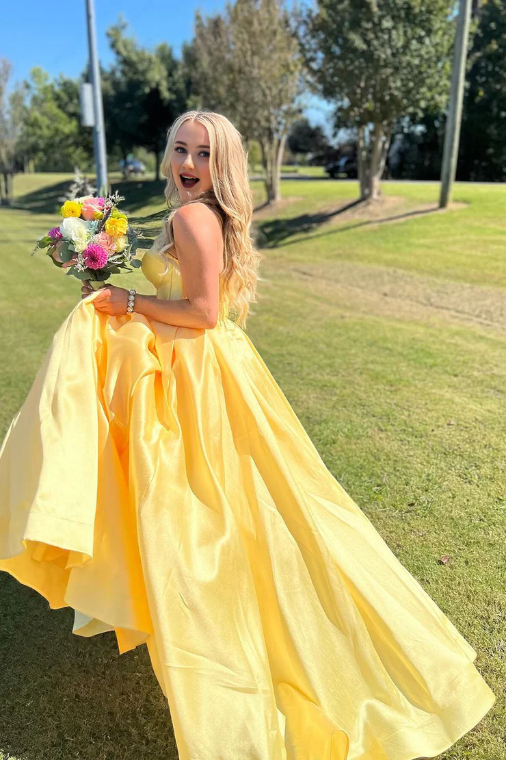 OKBBN Cute Ball Dress Sweetheart Satin Long Ball Dress