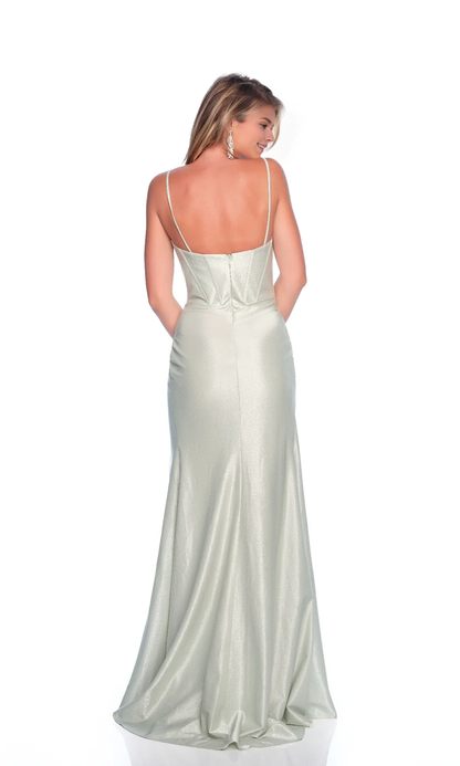 OKBBN slim fit tight corset V-neck design with thin shoulder straps and slit for dance dress