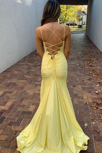 OKBBN Simple Casual Mermaid V-neck Strap Sleeveless Cross Strap and Ground Ball Dress