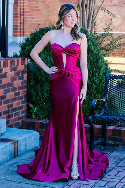 OKBBN Charming Mermaid Sweetheart Satin Long Ball Dress