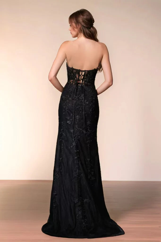 OKBBN Elegant Modern Tight Off Shoulder Sleeveless Full Decal Ball Dress
