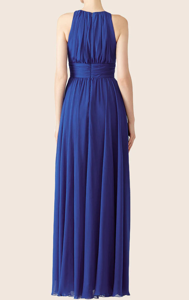 OKBBN shoulder strap garden collar chiffon long ball gown