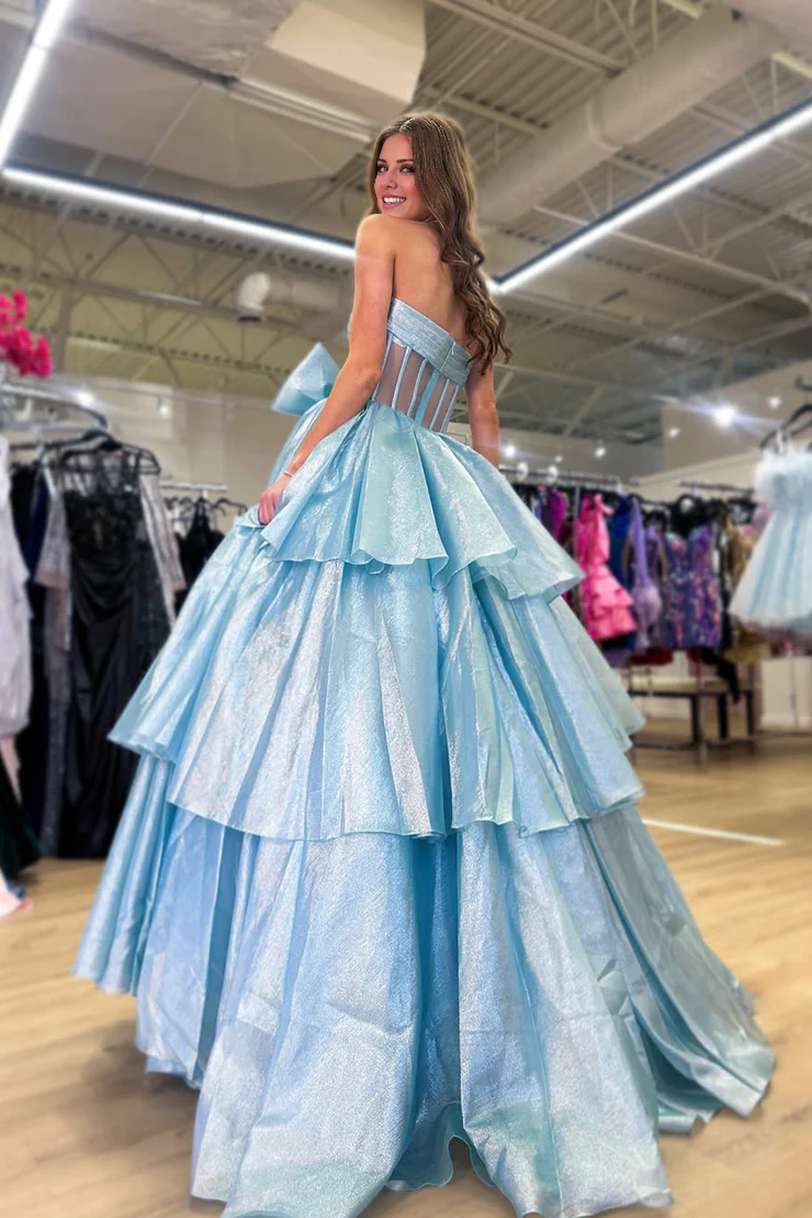 OKBBN Gorgeous Off Shoulder Organza Satin Ball Dress