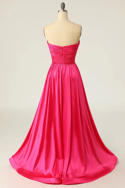OKBBN A-line sweetheart pleated long evening gown