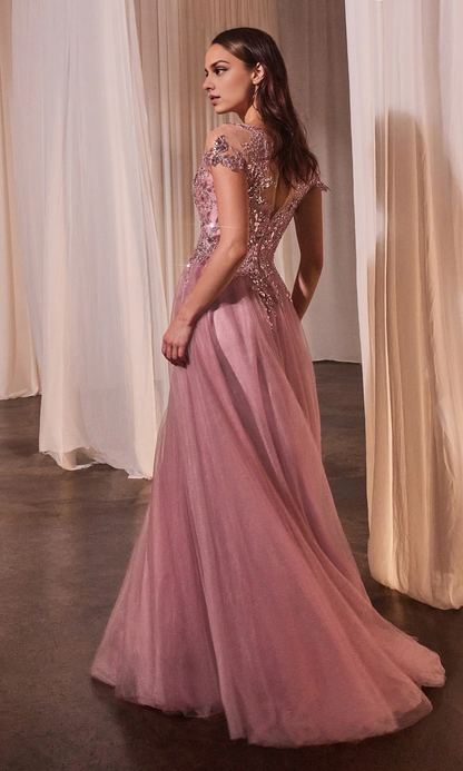 OKBBN's elegant and charming shiny decal long ball dress
