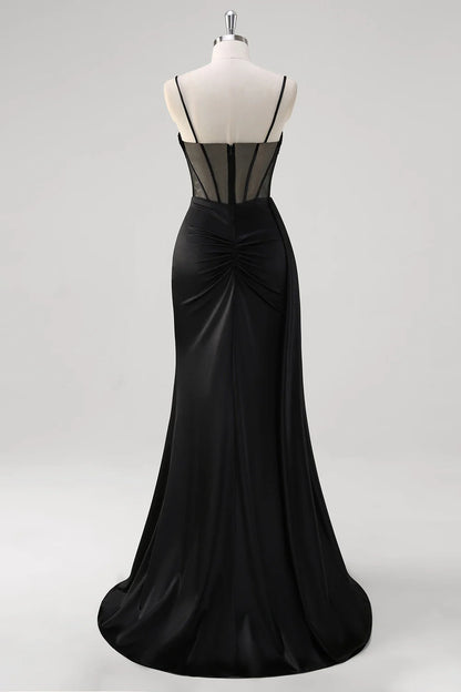 OKBBN mermaid Huatuo trailing pleated bead transparent tight corset evening gown