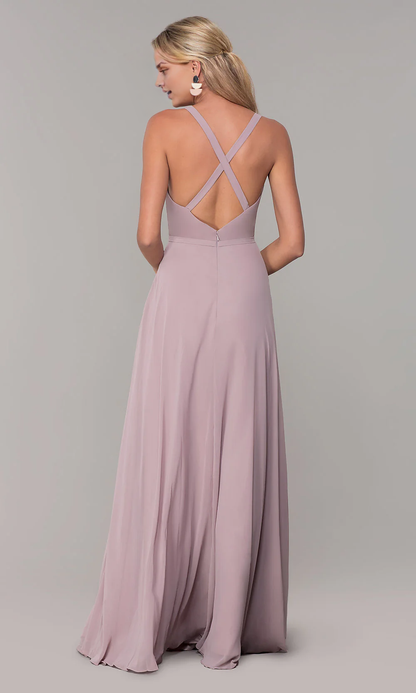 OKBBN's charming long sleeveless pleated ball gown