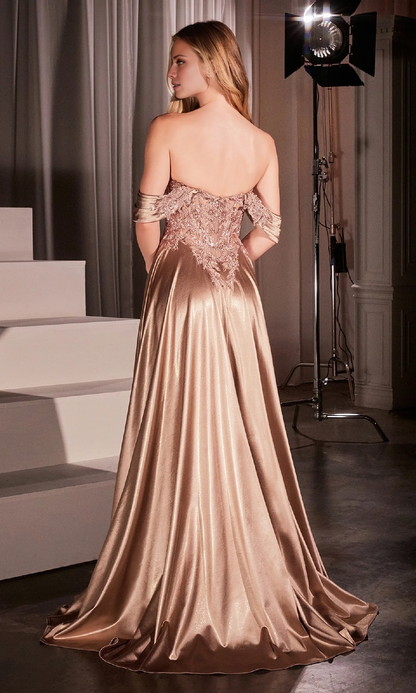 OKBBN Elegant Off Shoulder Sparkling Split Party Dress