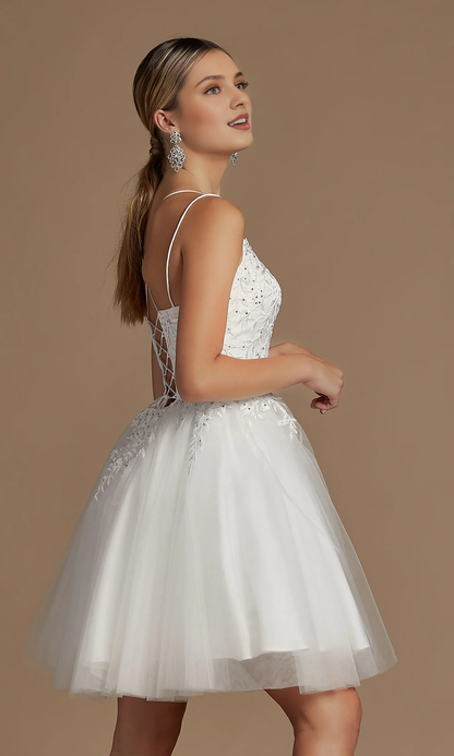 OKBBN Short Embroidered Waist A-line Tight corset Homecoming Dress