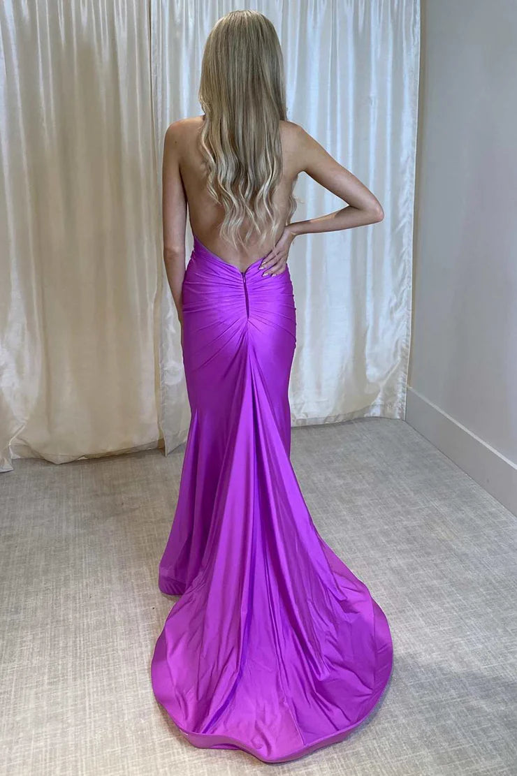 OKBBN mermaid camisole backless elastic satin long dance dress
