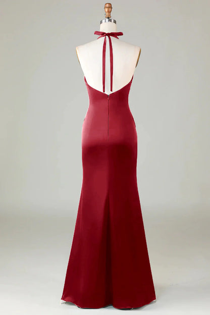 OKBBN Elegant Mermaid Strap Satin Long Evening Dress