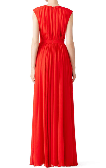 OKBBN V-neck Chiffon Long Ball Dress