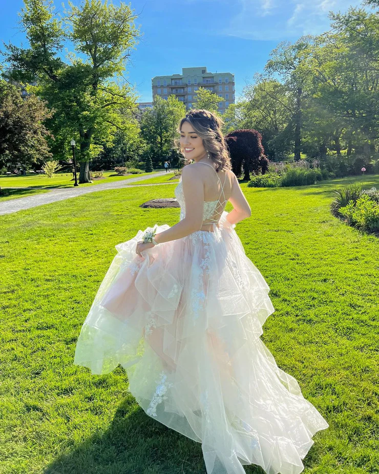 OKBBN Cute A-line V-neck Chiffon Ball Dress