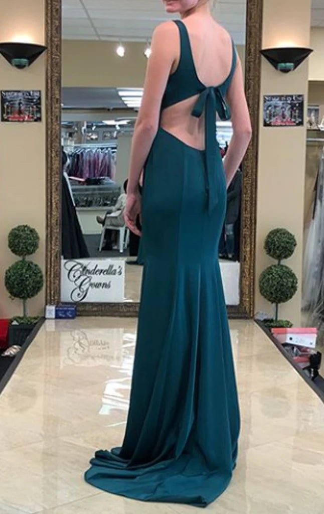 OKBBN Tight V-neck Knitted Long Formal Ball Dress