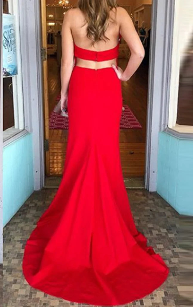 OKBBN Mermaid Strap V-neck Long Formal Ball Dress