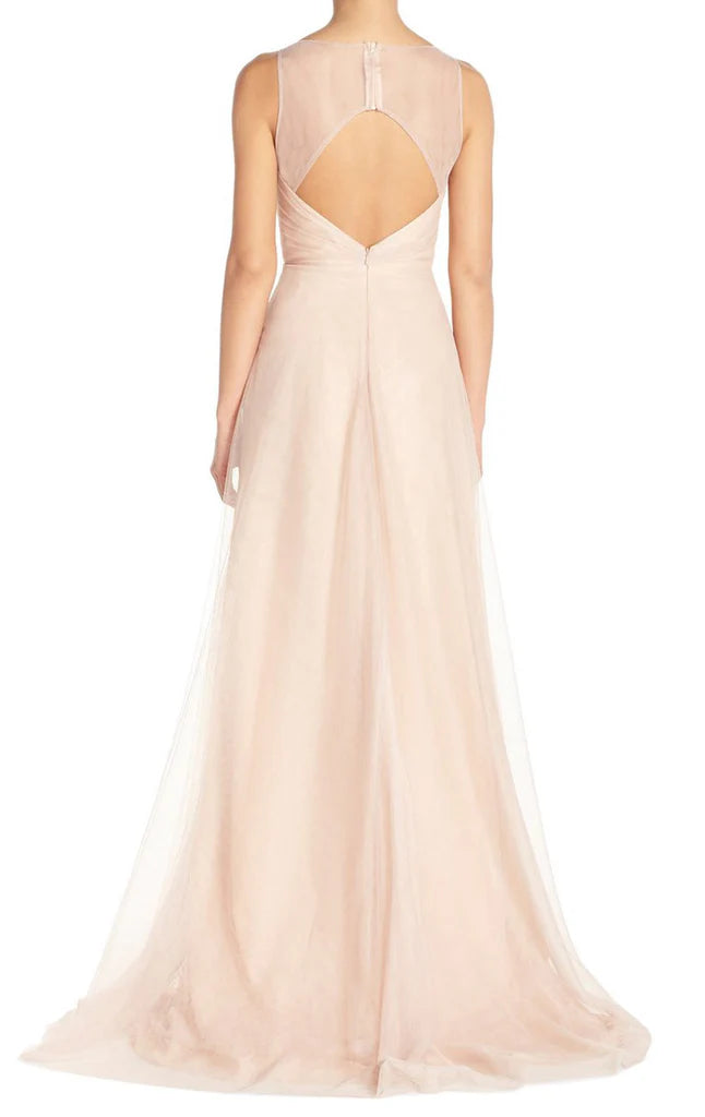 OKBBN A-line V-neck chiffon long ball gown