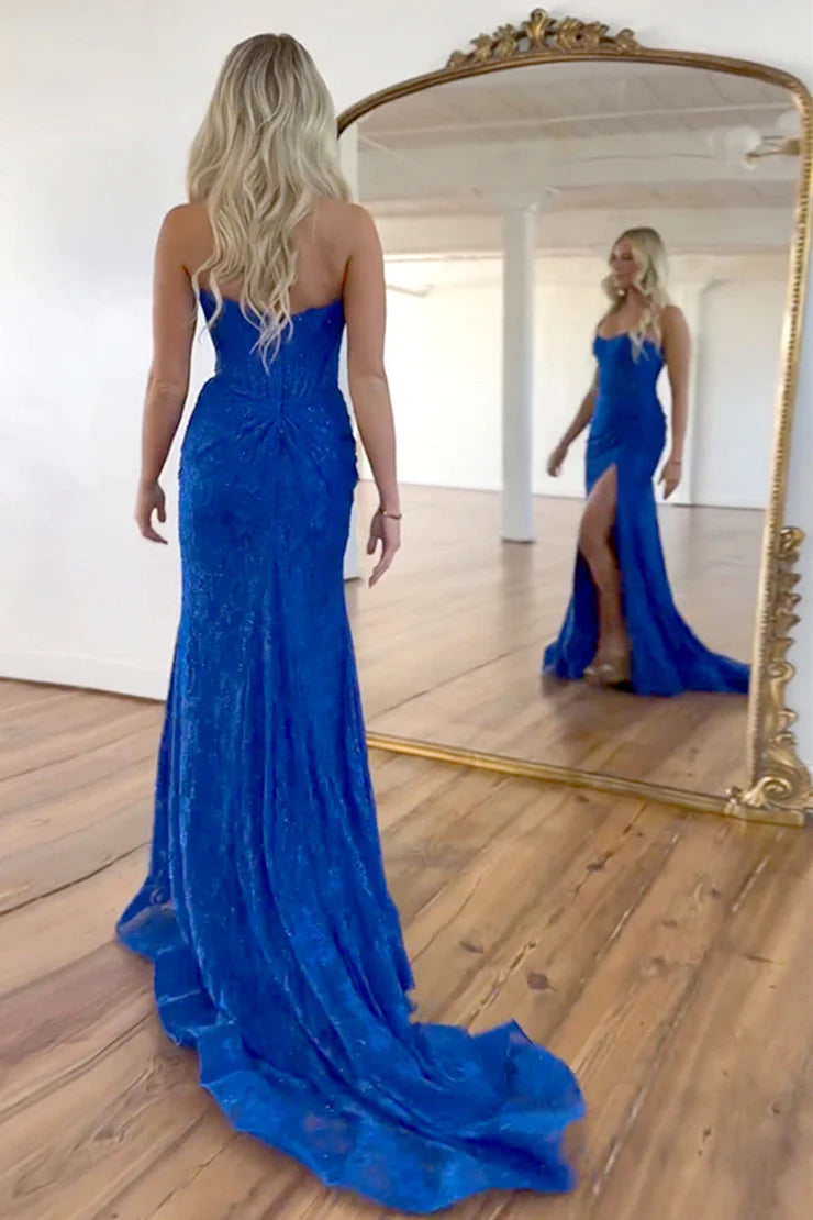 OKBBN Gorgeous Mermaid Off Shoulder Tailored Lace Split Ball Dress
