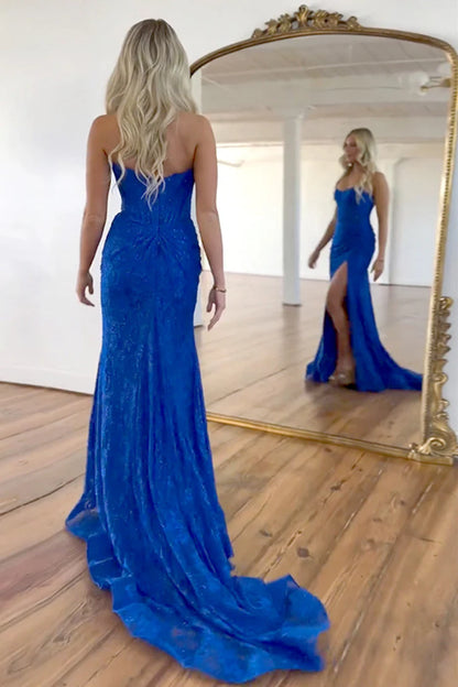 OKBBN Gorgeous Mermaid Off Shoulder Tailored Lace Split Ball Dress