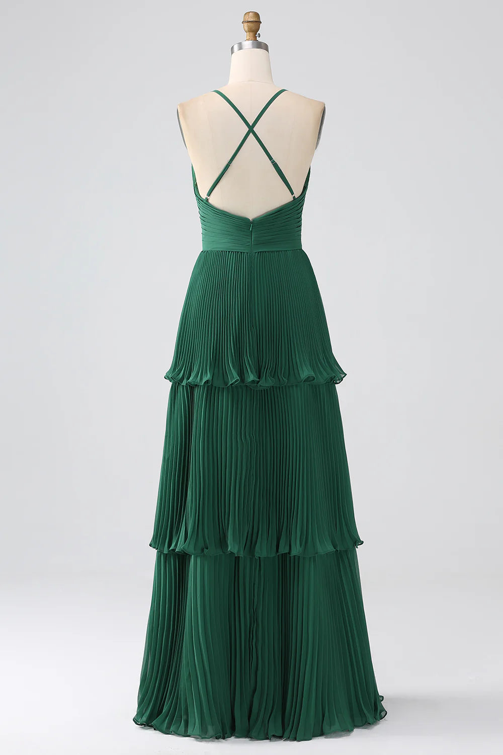 OKBBN A-line multi-layer chiffon pleated bridesmaid dress
