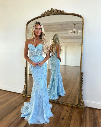 OKBBN Cute Mermaid Sweetheart Lace Ball Dress