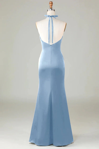 OKBBN Elegant Mermaid Strap Satin Long Evening Dress