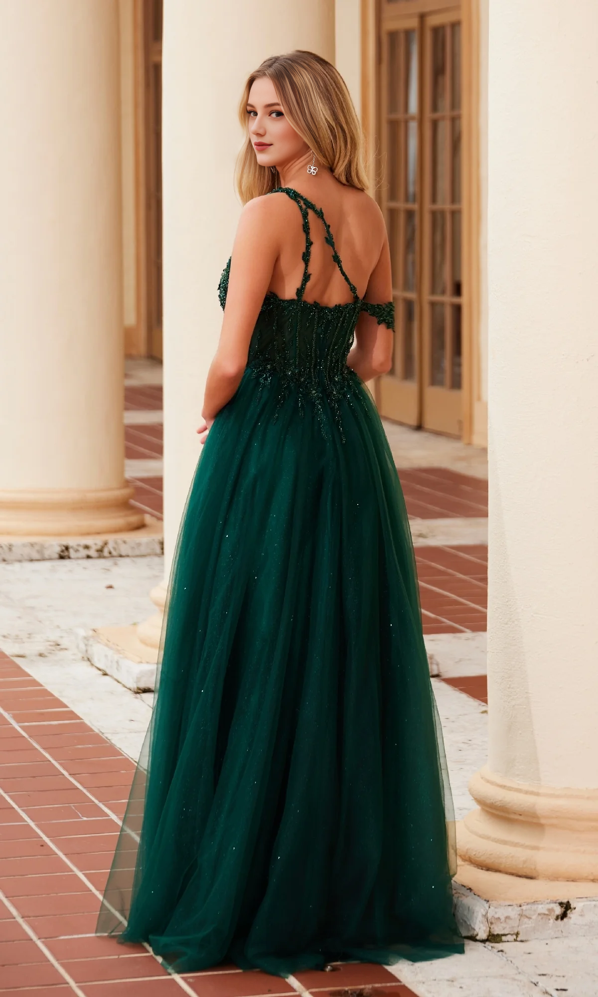 OKBBN's enchanting asymmetrical sparkling one shoulder ball gown