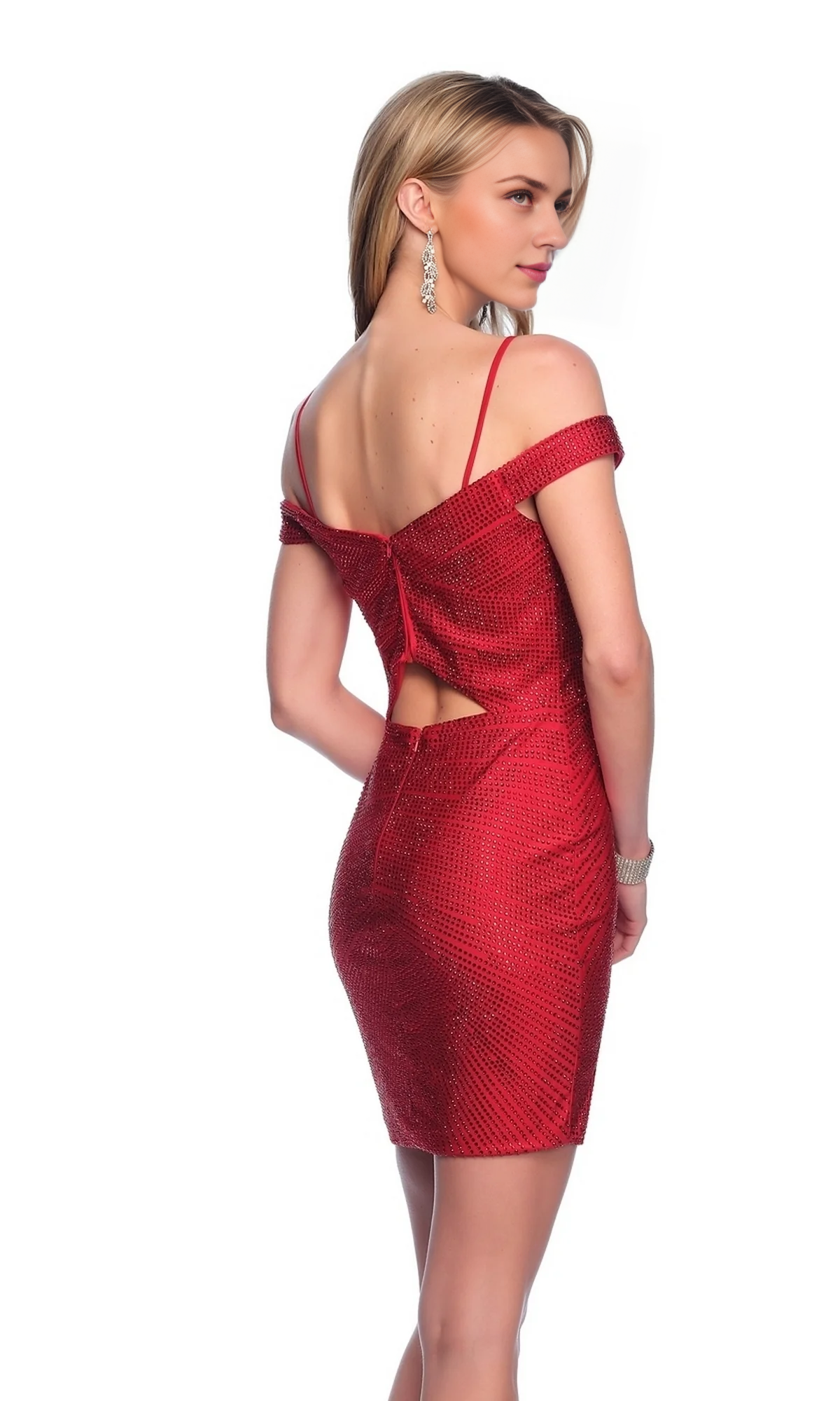 OKBBN's gorgeous off shoulder beaded short style with side slit skirt and buttocks Homecoming Dresses