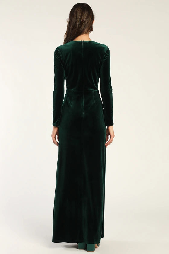OKBBN Beautiful Velvet Slanted Skirt Ball Dress