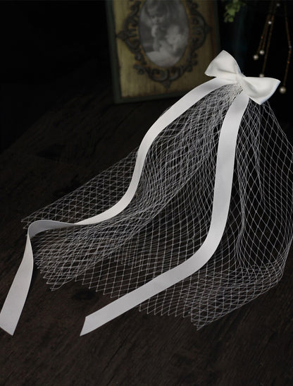 OKBBN ribbon butterfly wedding veil