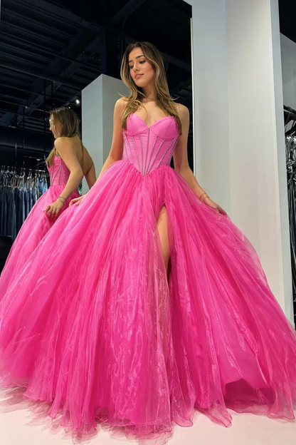 OKBBN A-line Sweetheart Eugenia Long Ball Dress with Beads