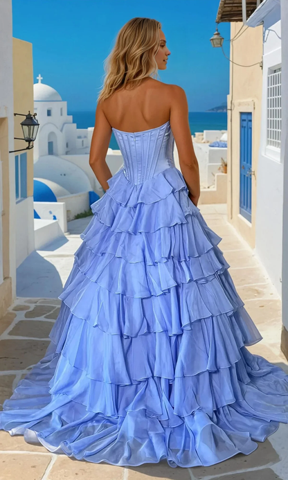 OKBBN strapless ruffle layered ball gown