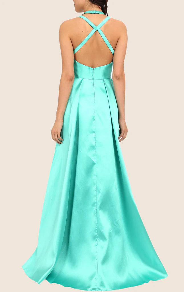 OKBBN spaghetti strap high and low taffeta ball gown