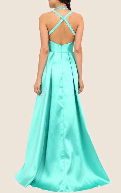 OKBBN spaghetti strap high and low taffeta ball gown